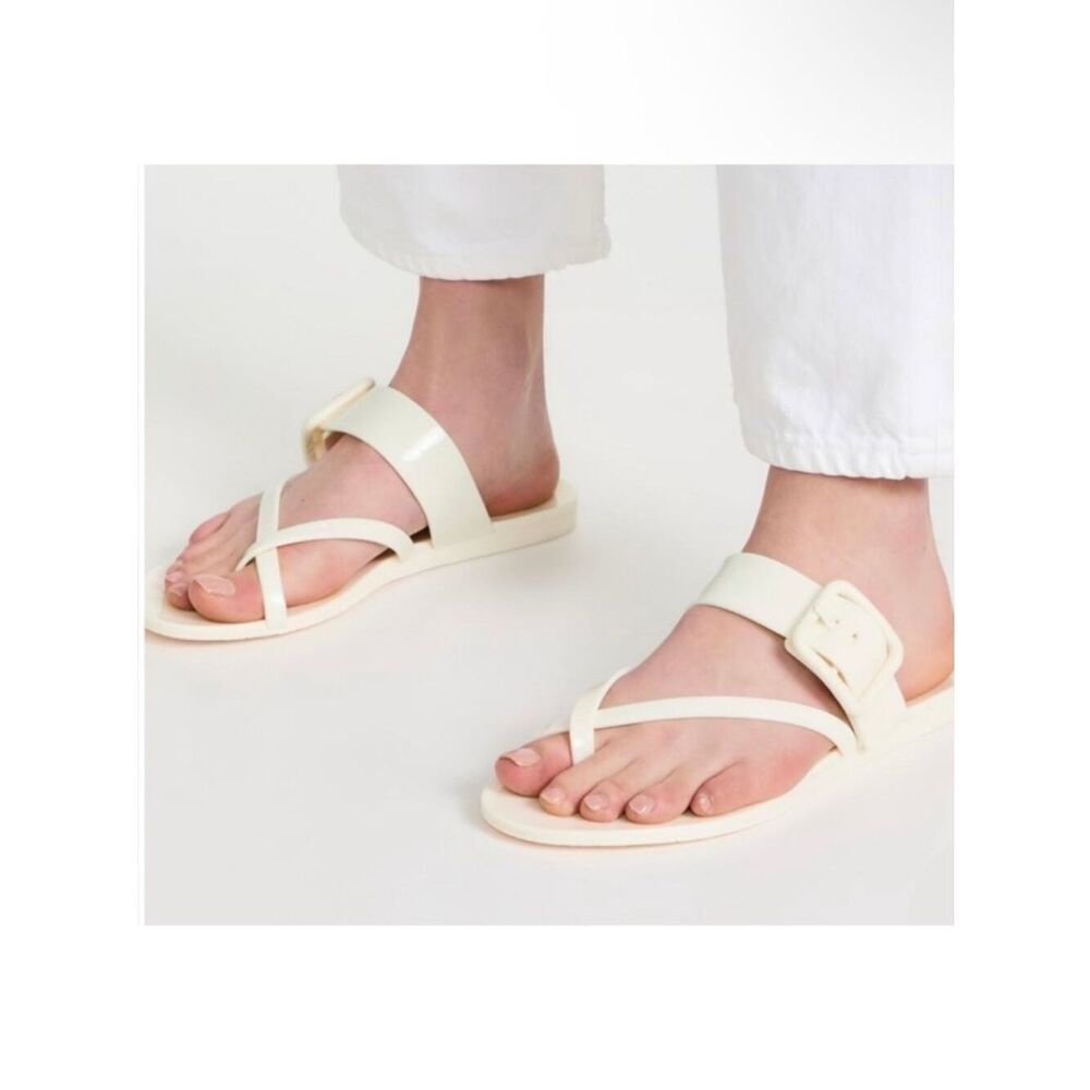 Veronica Beard Salva Jelly White Strappy Slide Sandals